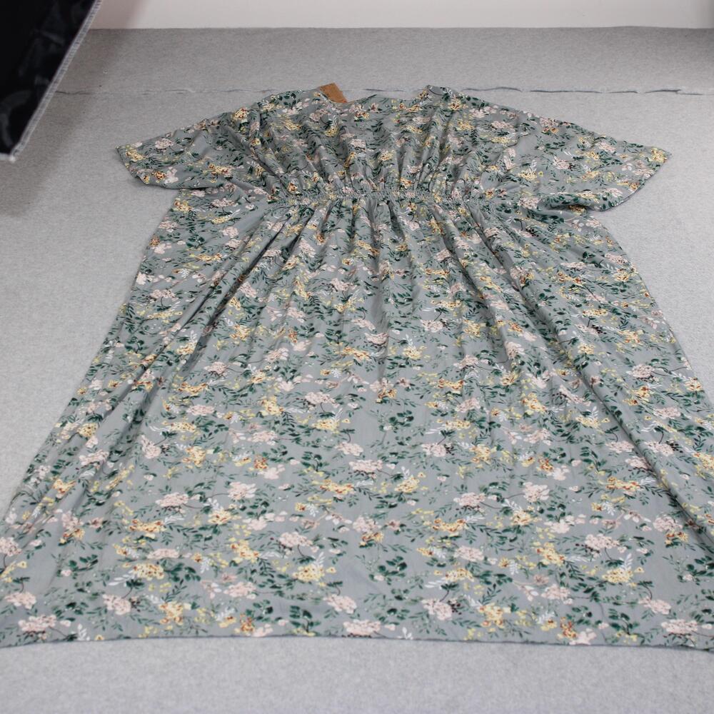 Natural Life Dress Womens Large Gray Floral V-Neck Maxi Oversized Boho Kimono - Picture 2 of 10